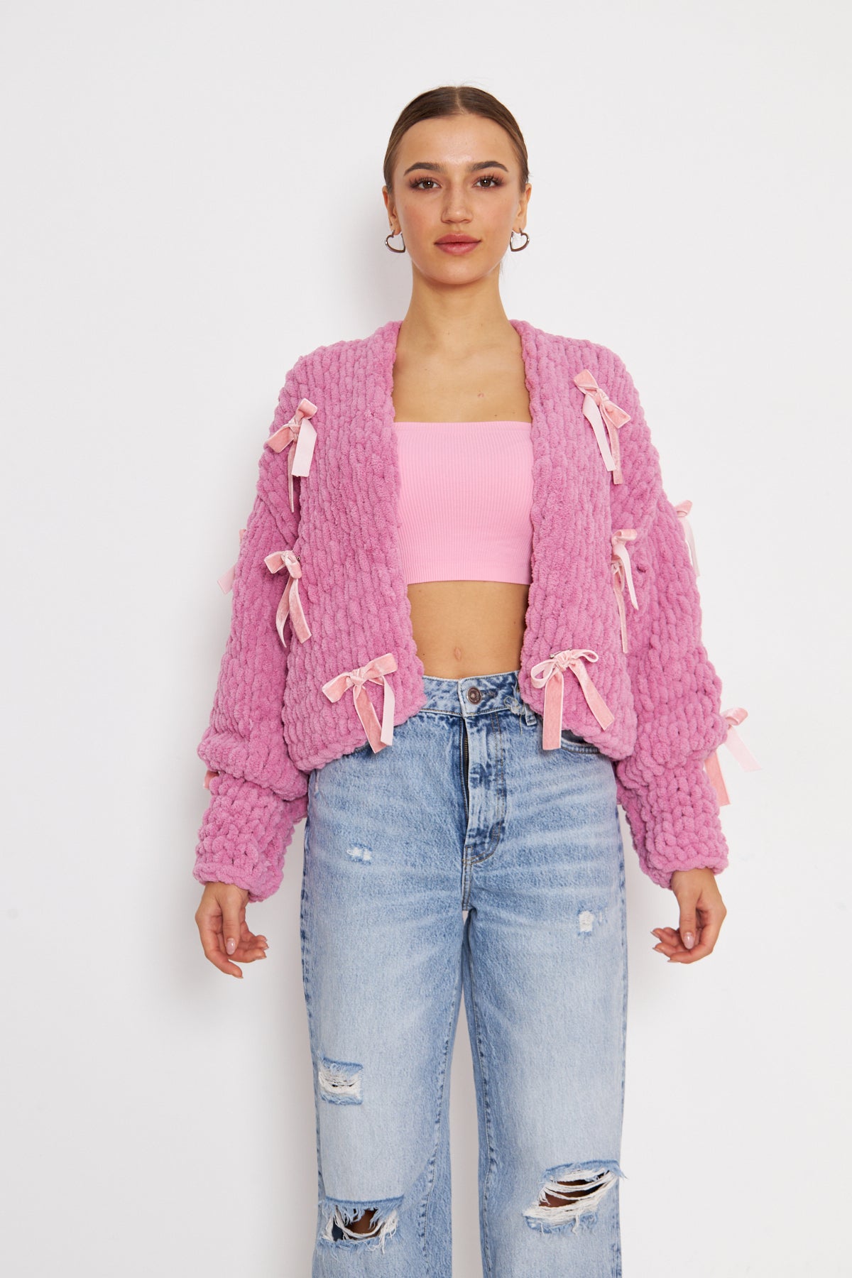 MIE- BABY PINK COLOR KNIT CARDIGAN