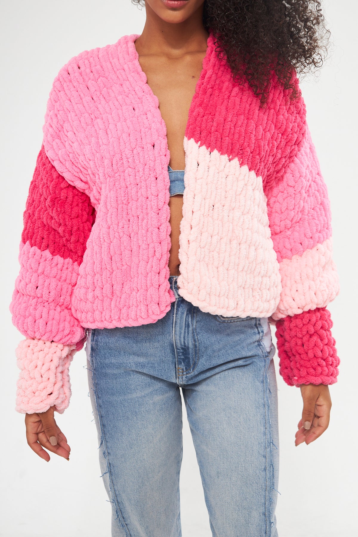 EVA - PINK WHITE KNIT JACKET